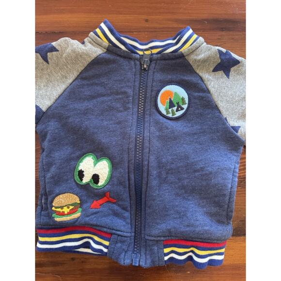 Hanna Andersson Bomber Varsity Jacket Boys 3-6 Months Blue Coat Dragon Patch - Picture 8 of 9